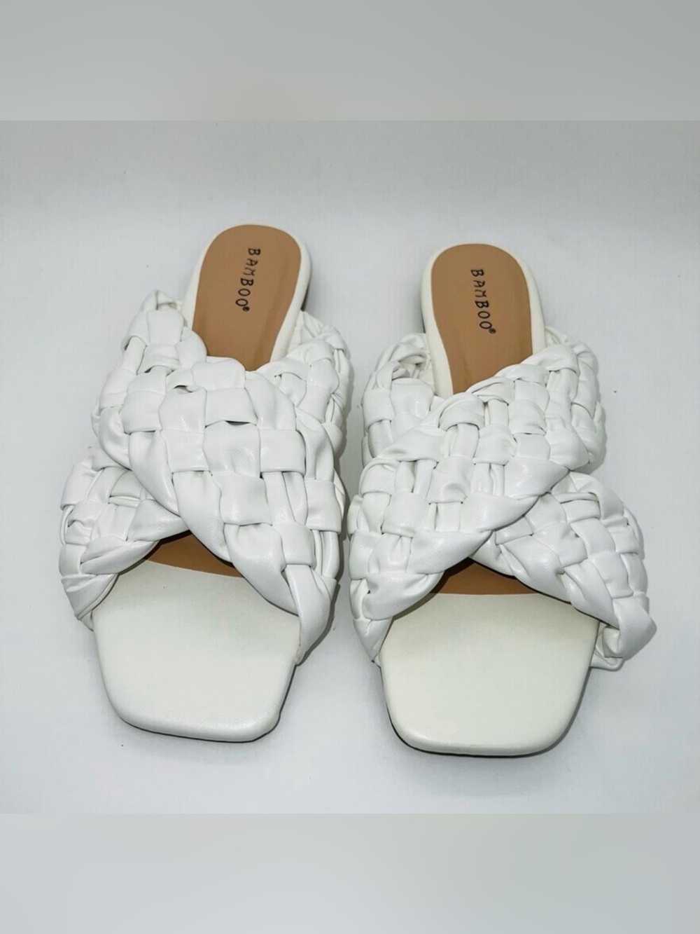 Bamboo Women's Braided Crisscross Strap Kick 61 Sandal White Size 6